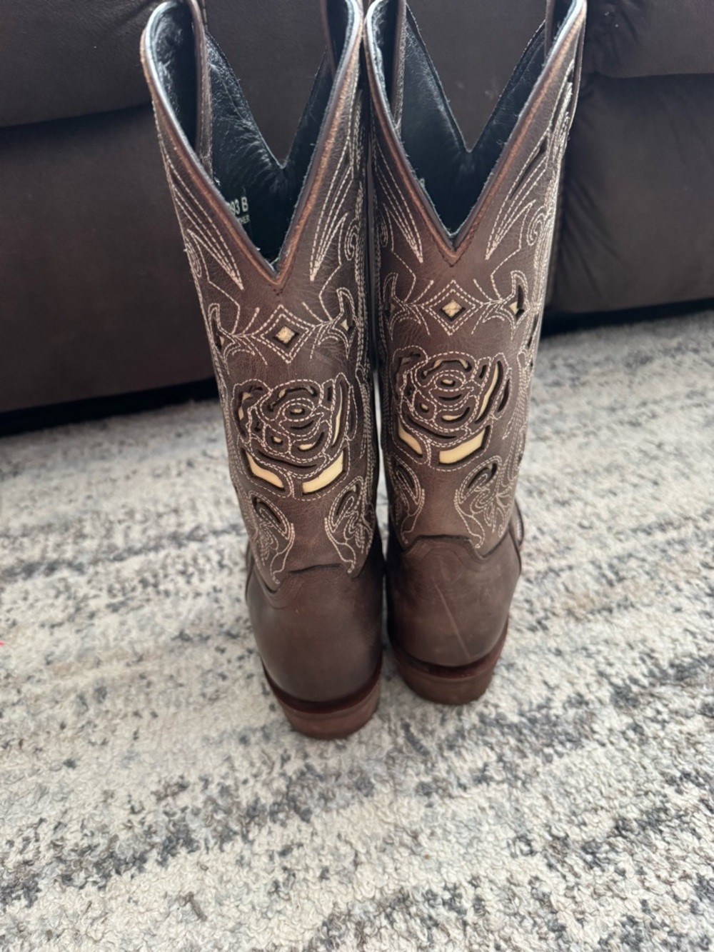 J.B. Dillon Brown Embroidered Western Combat Boots - Picture 5 of 6